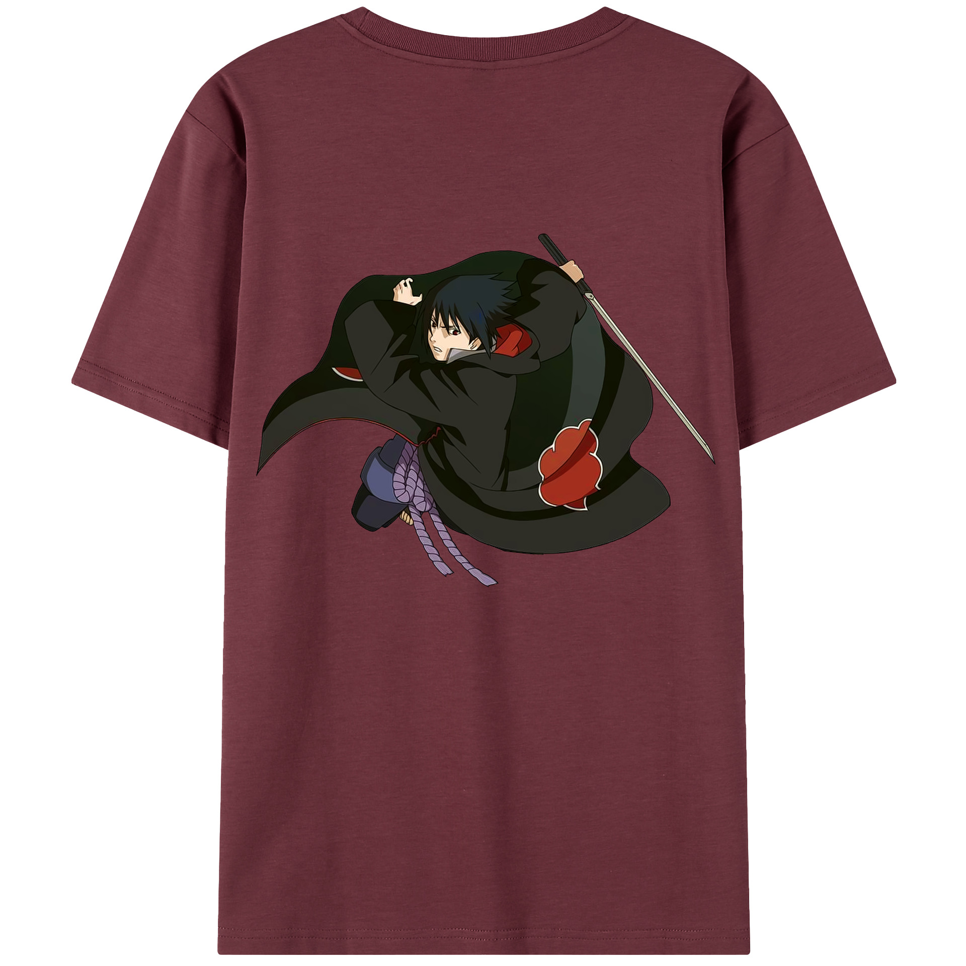 （画像用） NARUTO -ナルト- うちは サスケ Uchiha Sasuke 綿100％半袖Tシャツ（背面プリント）